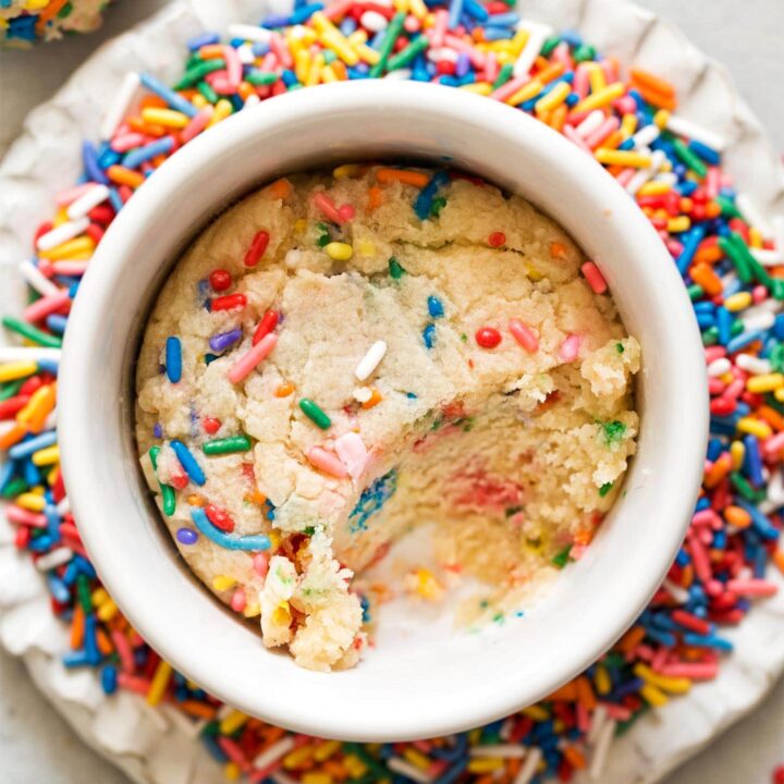 Microwave Sugar Cookie with a spoonful taken out
