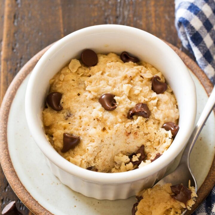Mug oatmeal cookie with bite taken out