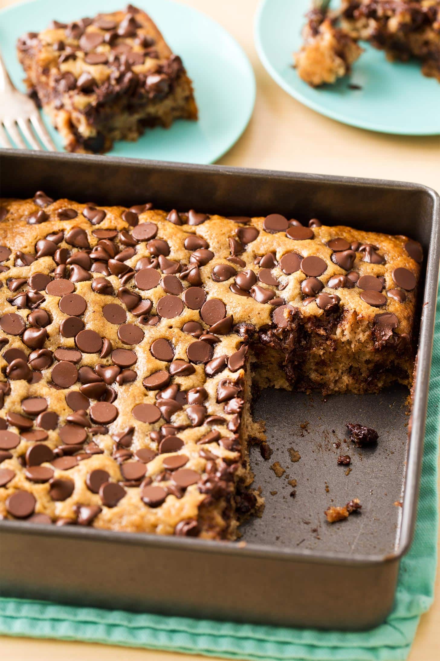 Banana Chocolate Chip Cake in 8x8 pan