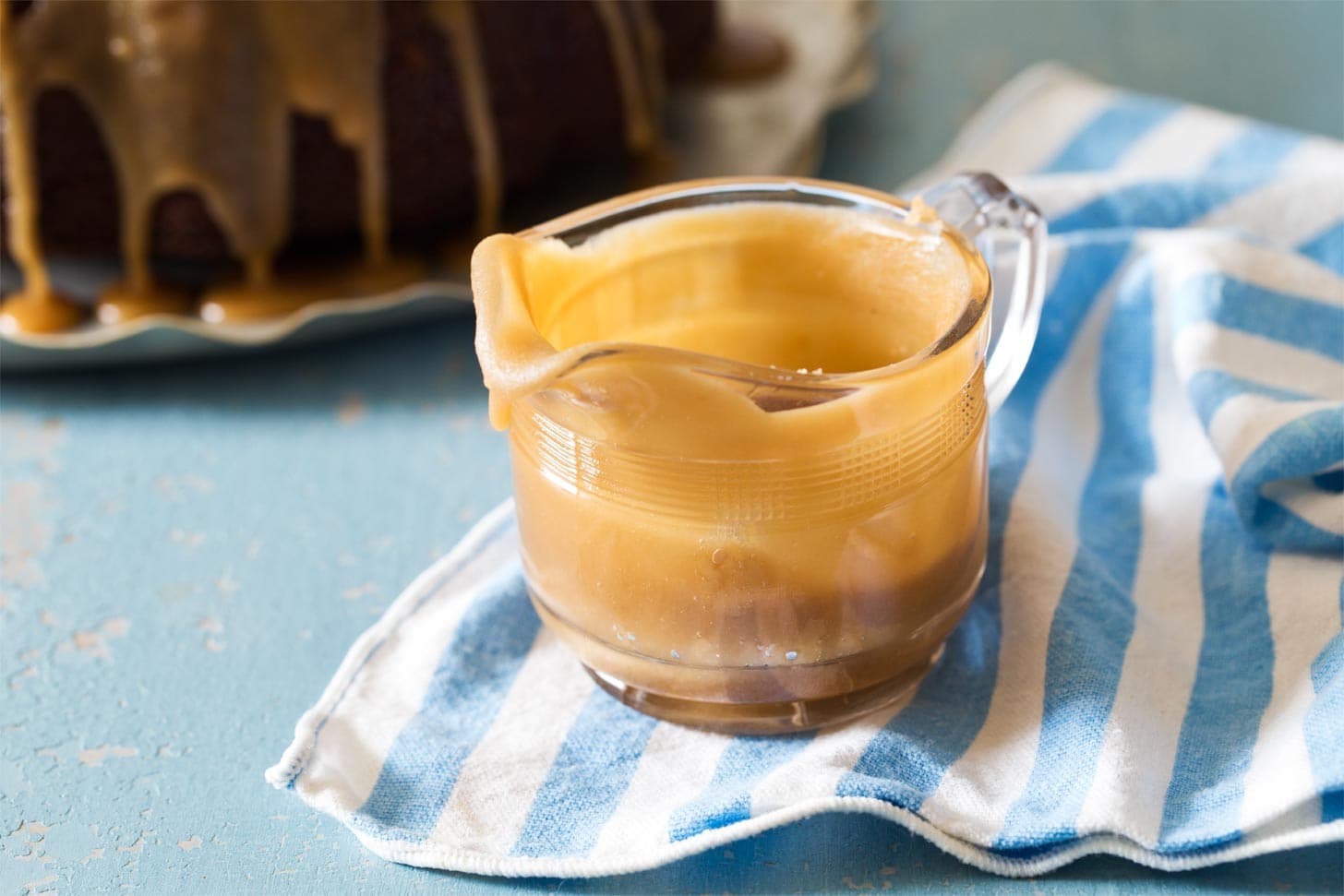 Glass pitcher with Caramel Drizzle