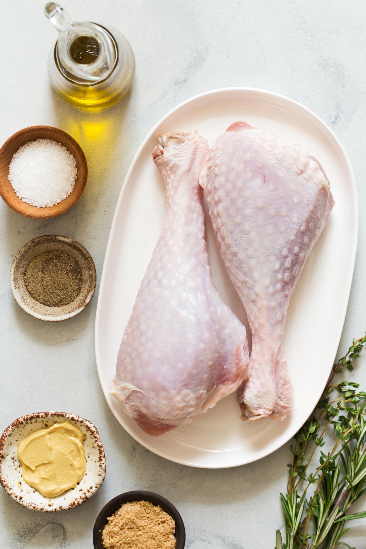 Ingredients to make roasted turkey legs