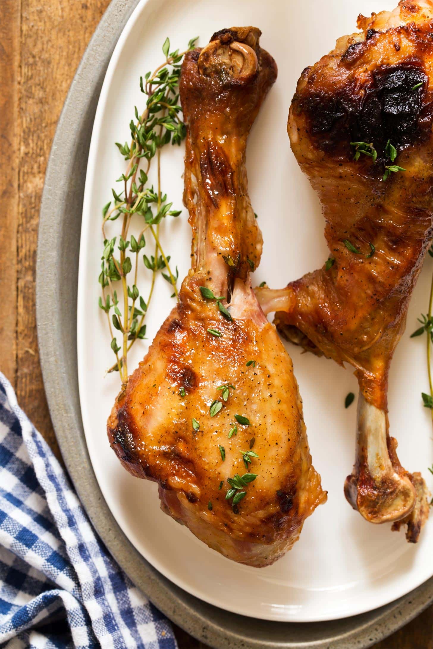 Close up of roasted turkey legs