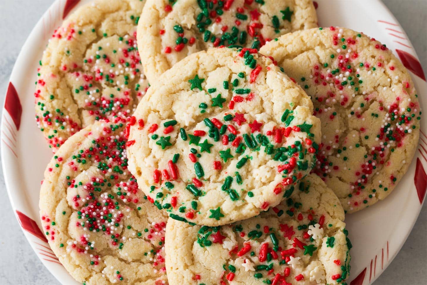 Small batch sugar cookies decorated for Christmas