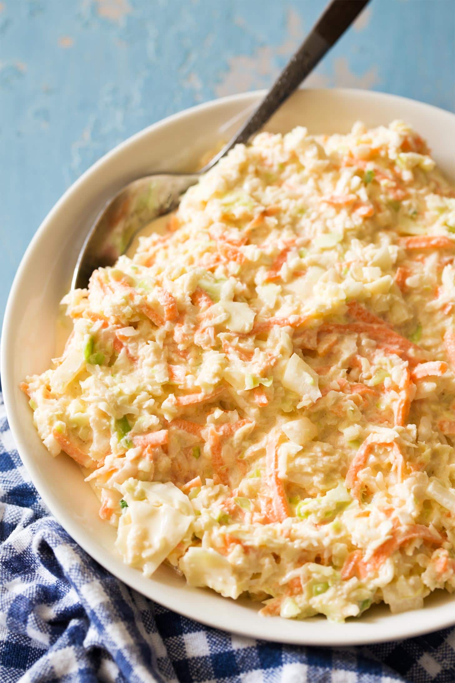 Bowl full of creamy coleslaw recipe