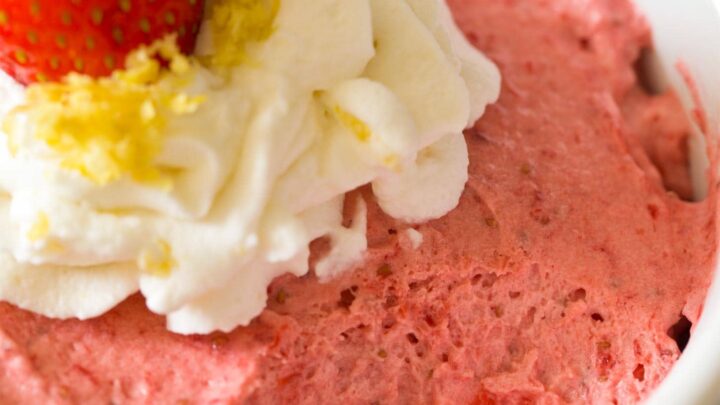 Close up of strawberry mousse recipe