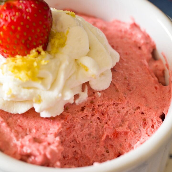 Close up of strawberry mousse recipe