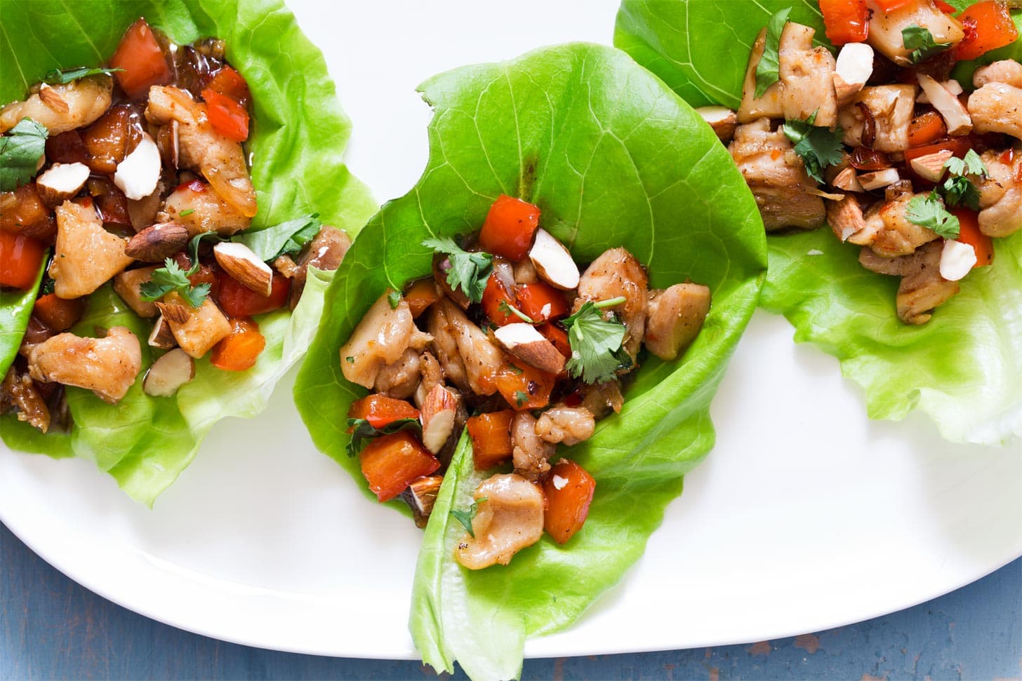 Close up of chicken lettuce wraps