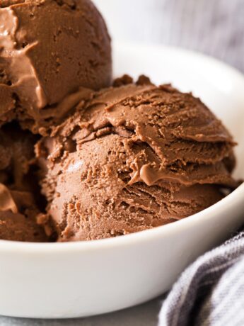 Close up of the best chocolate ice cream recipe