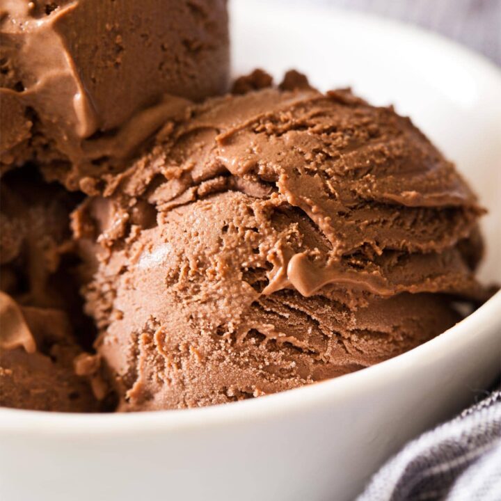 Close up of the best chocolate ice cream recipe
