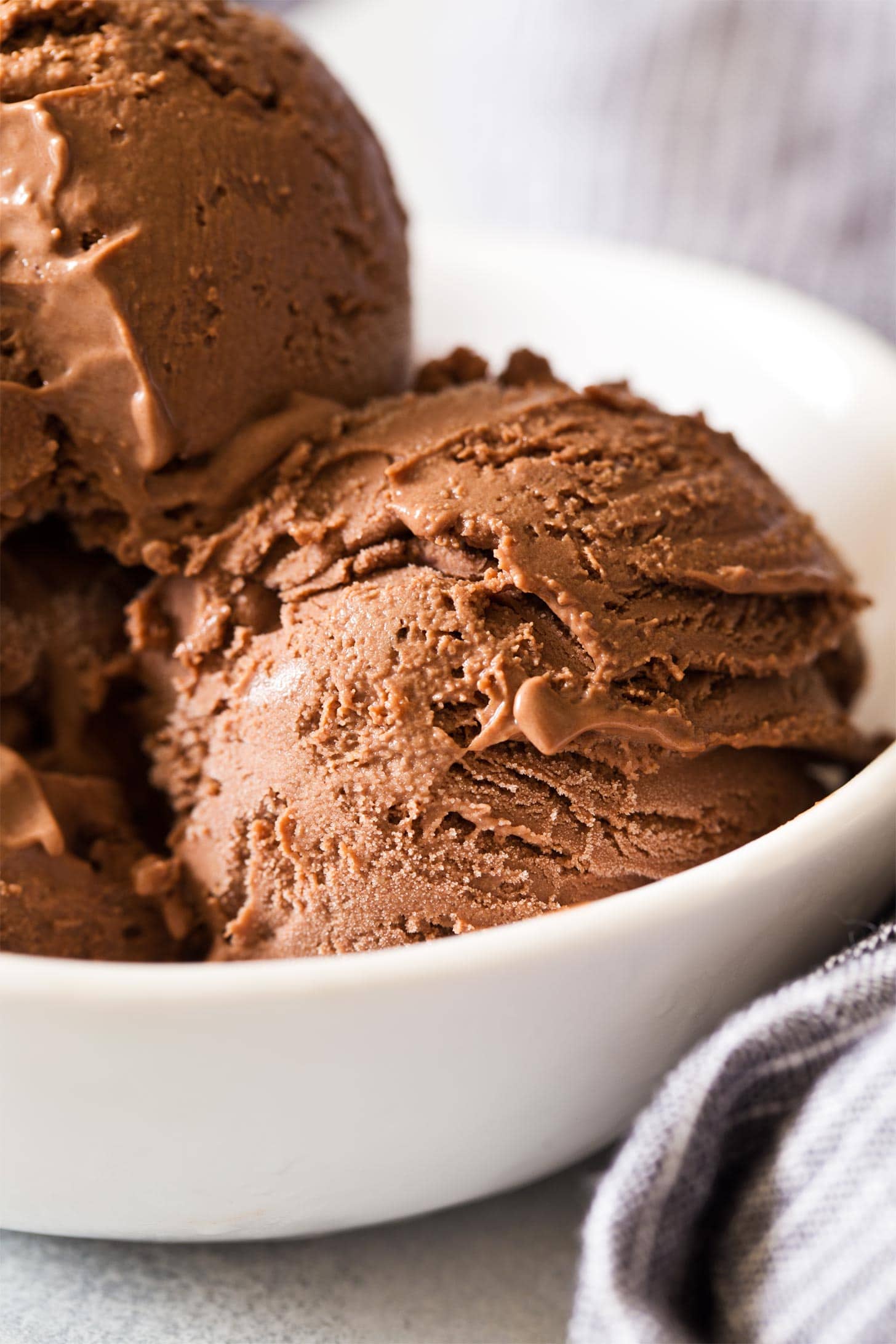 Close up of the best chocolate ice cream recipe