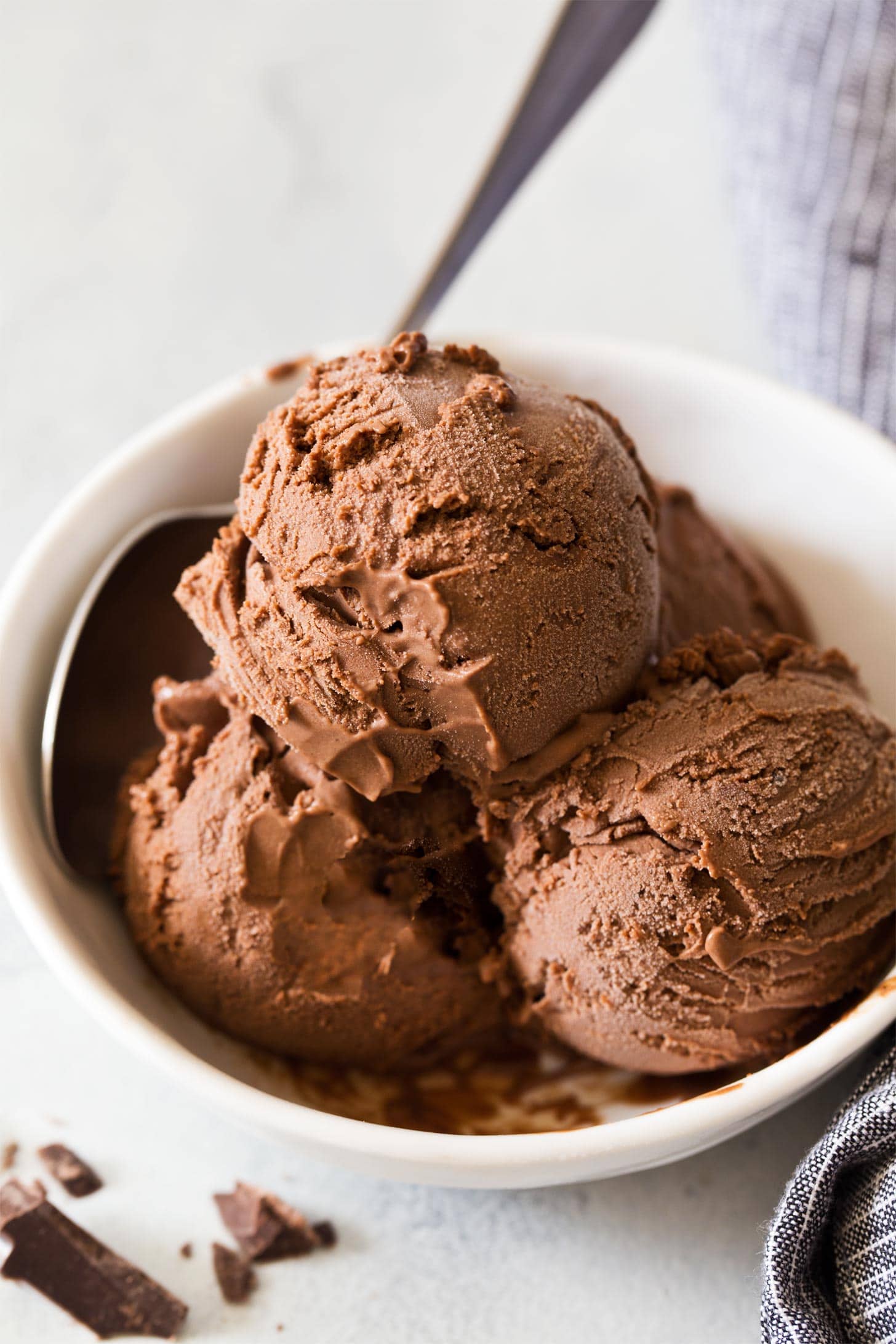 Best chocolate ice cream in a white bowl
