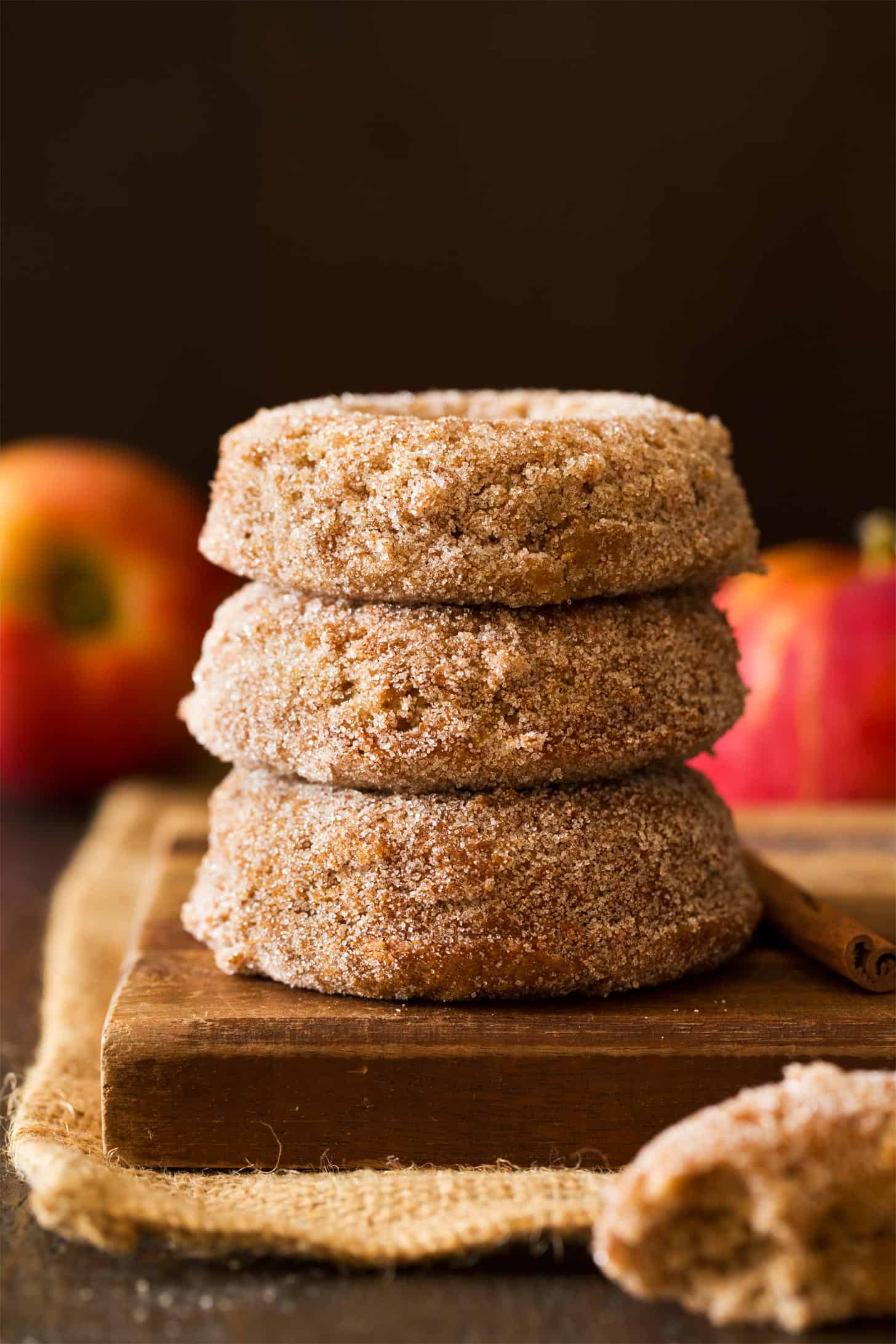 Stack of baked apple cider donuts