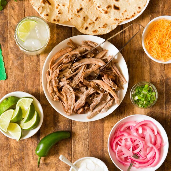 Slow cooker carnitas ready to be made into tacos